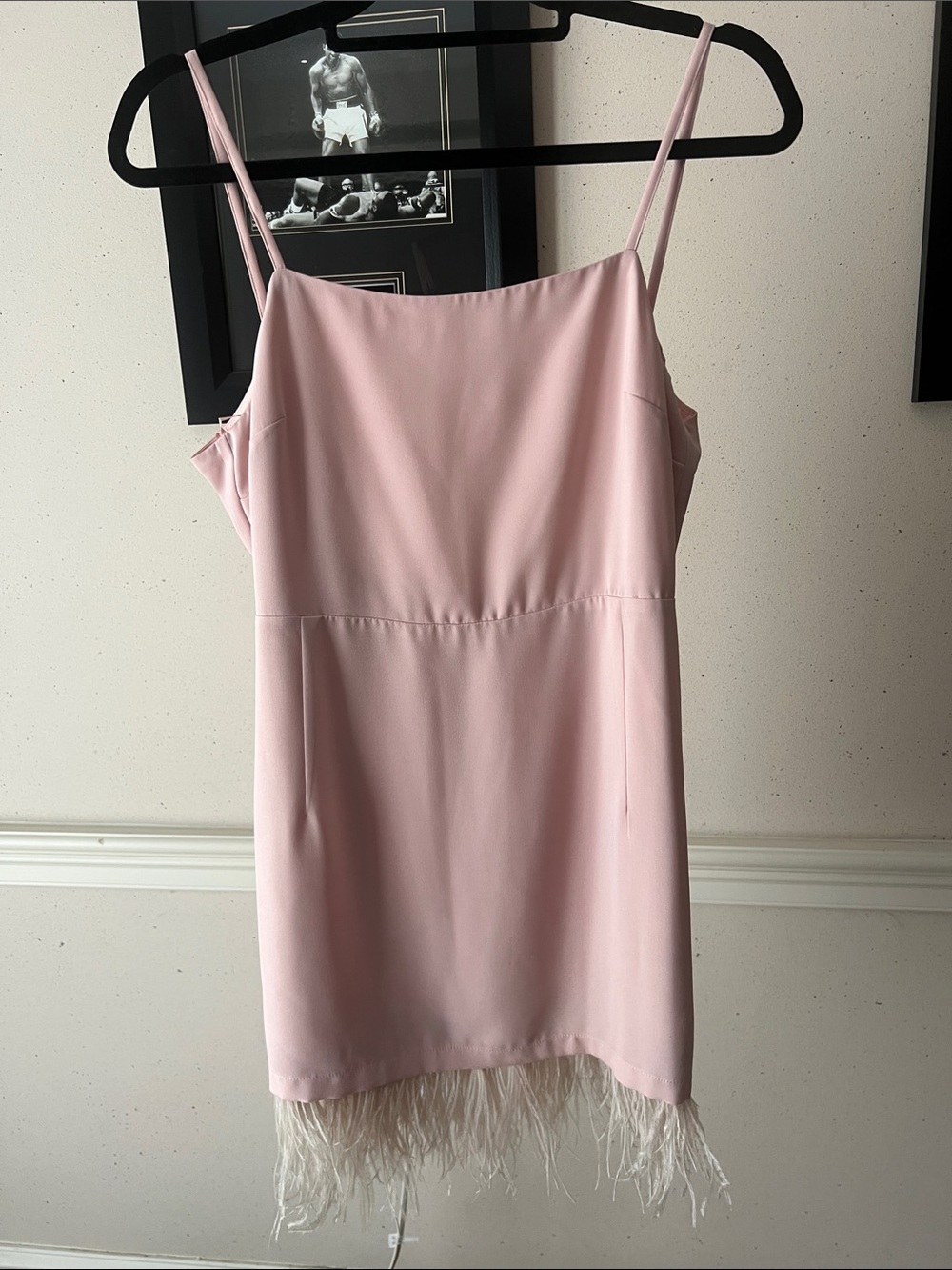 Topshop Blush Pink Feather Hem Slip Dress